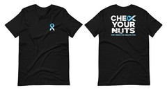 Prostate Cancer T-Shirt Check Your Nuts Blue Ribbon Dad Grandpa Father Day Gift