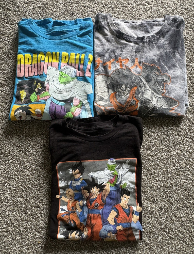 Vintage Dragon Ball Z Men’s 2XL Black Graphic Logo T-Shirts Crew Neck Lot of 3