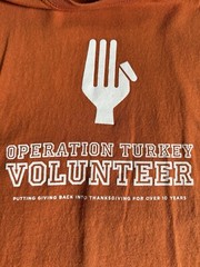 UT Austin “Operation Turkey “ Volunteer T-shirt Meals On Wheels Anvil XL Orange