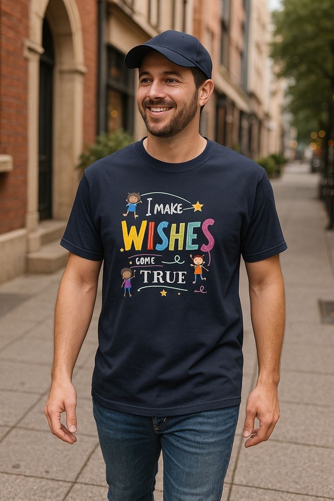I Make Wishes Come True Graphic TShirt L Black Polyester Charity Tee Streetwear