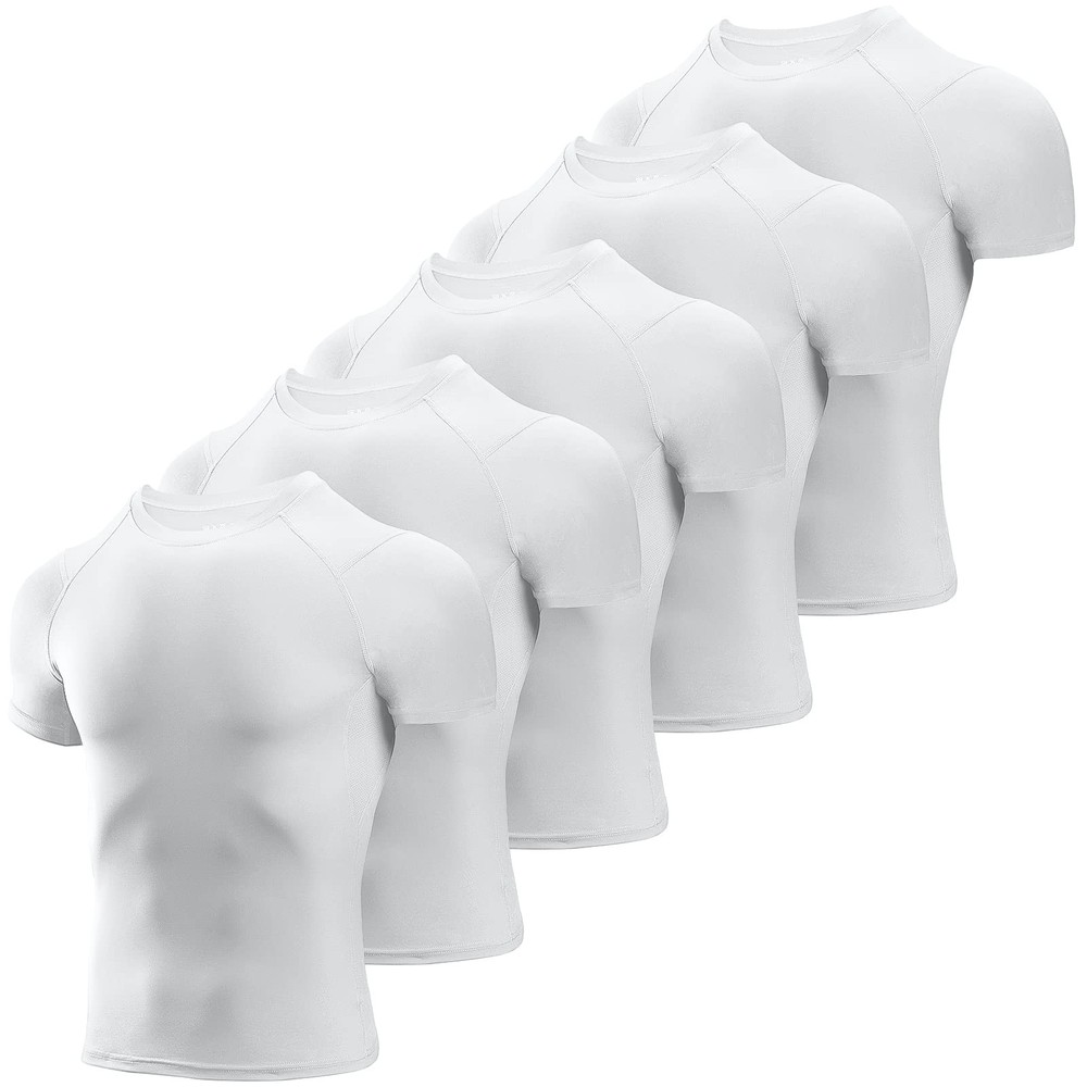 Men’s Compression Shirts 3/5 Pack, Short Sleeve Athletic Compression Tops Coo…