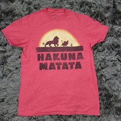 Disney Lion King Hakuna Matata Shirt Mens Medium Red Simba Pumbaa Timon Logo Tee