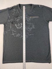 Vintage Y2K Shirt Mens Large Gray Math Print Zipper Pocket Epaulet Studded