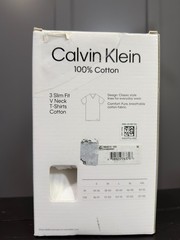 NWT Calvin Klein 3-Pack Slim Fit V-Neck T-Shirts White Men’s M 100% Cotton