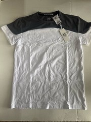 SOBK Men’s Colorblock Crew Neck Stretch Short Sleeve T-Shirt M Gray/White