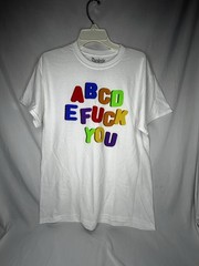 Spencer’s Alphabet F-You White T-shirt Mens Size Medium