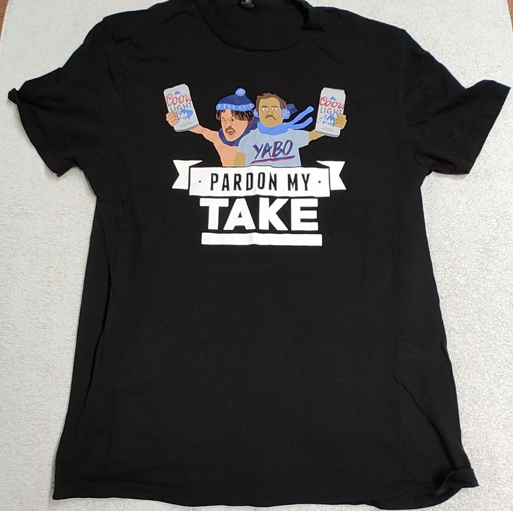 District Pardon My Take Podcast Graphic Print Black Men’s T-Shirt L Cotton A5