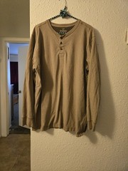 Tan and brown Outdoor Life long sleeve Henley shirt