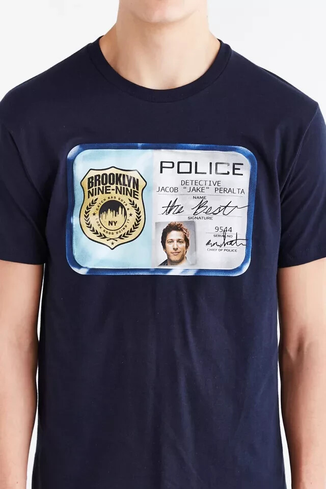 Brooklyn Nine-Nine 99 Mens Detective Peralta Funny Navy ID Tee Shirt New S-XL