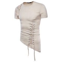 Men’s Irregular Shirt Short Sleeve Muscle Tee T-shirt Casual Top Blouse