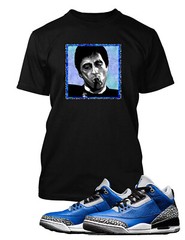 J’s Scareface Big Tall Sm Graphic Sneaker Tee to Complement J11 Legend Blue
