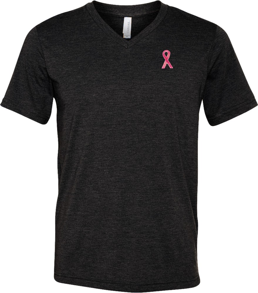Buy Cool Shirts Breast Cancer Shirt Sequins Ribbon Pocket Print Tri Blend V-Neck