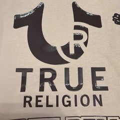 True Religion Brand Jeans T-Shirt XL, Cream, Foil Prints, Cotton
