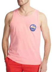 chubbies Men’s Graphic Tank Top Muscle Logo Tropical Beach Preppy Medium Coral