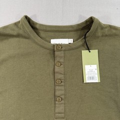 NWT GoodFellow Long Sleeve Thermal Henley Shirt Mens Large Green Waffle Knit