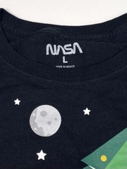 NASA Adult LARGE Black S/S Christmas Tree Rocket Graphic T-SHIRT Cotton EUC