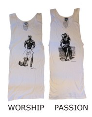 Tom of Finland T-shirts Tank Tops Gay Muscle Leather Fetish Black White Men Gray