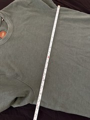 Common People Men Olive Textured T-Shirt Fine Striped Texture Size S