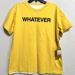 Reversible Graphic T-Shirt | “Whatever” Yellow “Life Sucks” Skull Cream Large