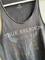 VTG 00s y2k True Religion Washed Avant Garde Rhinstone T-Shirt Tank Top Tee