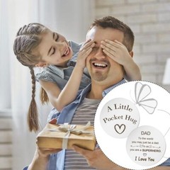Dad’s Valentine’s Day & Birthday Gift Stainless Steel Pocket Hug Token Keycha…