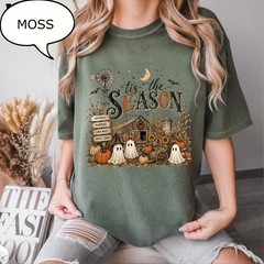 Cute Tis The Season Farmer Ghost Shirt Pumpkin Season Halloween Fall Gift Tee