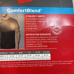 XL Hanes T-Shirts 3 Pack Comfort Blend Tagless Lay Flat Collar White Gray Black