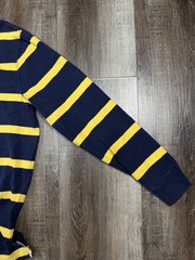 Polo Ralph Lauren Rugby Shirt Mens Large Navy Yellow Striped Pony Classic Fit