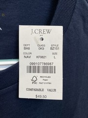 J.Crew Men’s Large Navy Blue “Dad” Crew Neck Short Sleeve T-Shirt NWT