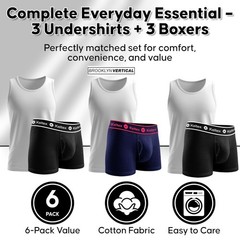 BROOKLYN VERTICAL Men’s Tank Tops & Boxers Combo 3-Pack | Ribbed Moisture-Wickin