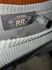 Double RL RRL Ralph Lauren Waffle Knit Long Sleeve Shirt Tee Gray Heather Large
