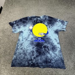 ALAB Shirt Mens L Blue Smiley Face Tie Dye Graphic Crew Neck Cotton Tagless