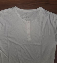 True Classic White Henley Shirt Short Sleeve Cotton Poly Blend Men Size MED NEW