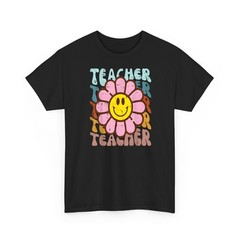Teacher Flower Face Retro Back To School T-Shirt