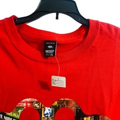 10 Deep Red T-shirt Tee Shirt XL New York Scene on Brass Knuckle Vintage New