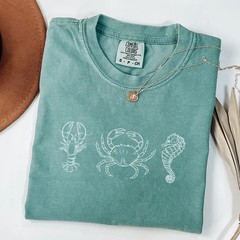 Comfort Tee Lobster Crab Seahorse Ocean Life Sea Animal
