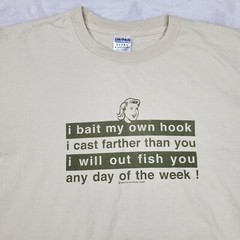 Vintage Fishing Shirt Men Large Tackle Bait Fisherman Fish Face Goods Y2K Adult