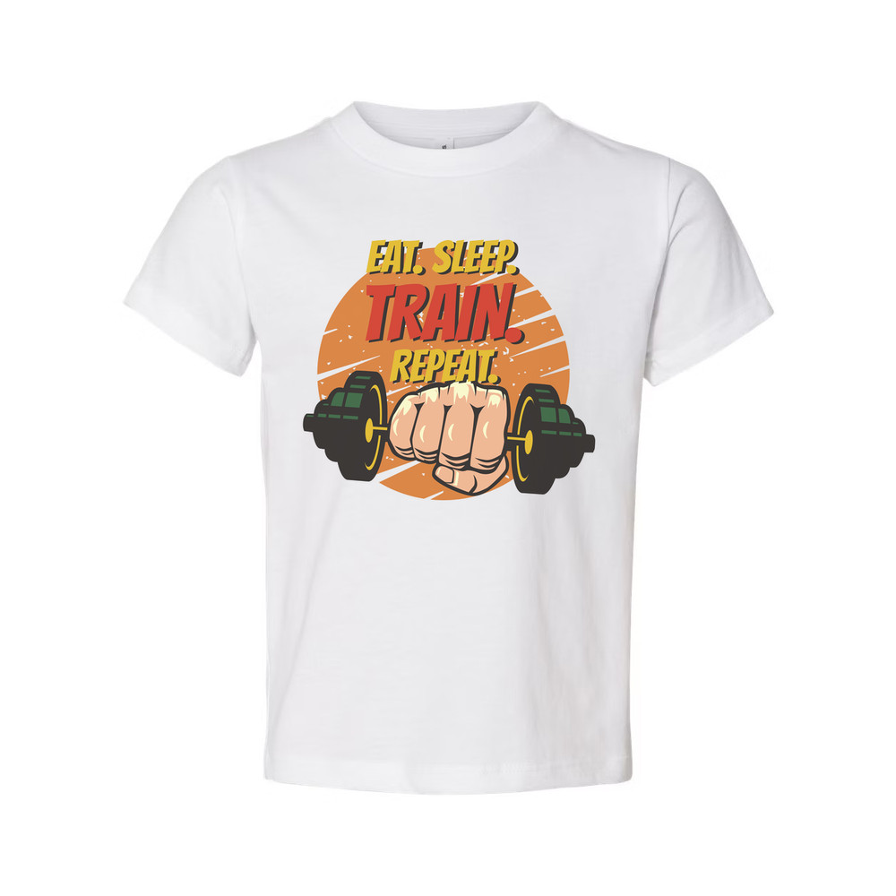 Eat Sleep Train Repeat Unisex Fitness Graphic T Shirt For Gym And Workout Cotton