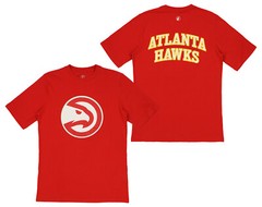 FISLL NBA Men’s Atlanta Hawks Team Color, Name and Logo Premium T-Shirt