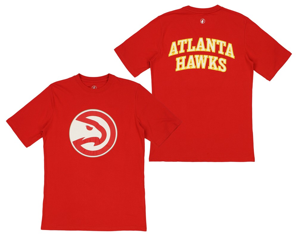 FISLL NBA Men’s Atlanta Hawks Team Color, Name and Logo Premium T-Shirt