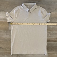 H&M Men’s Slim Fit Polo Shirt Button + Spare Beige Size Large Stretch
