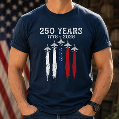 USA 250 Years Shirt, Patriotic Jet Fighter Shirt, America 250th Anniversary Tee