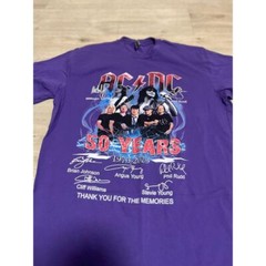 ACDC 50th Anniversary Mens Shirt Purple Size Large Angus Young Bon Scott