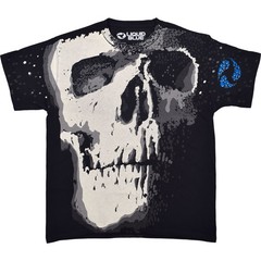 Big Skull Black T-Shirt Liquid Blue