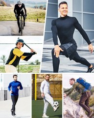Black Compression Shirt Men Long Sleeve Turtleneck Workout Tops Athletic Spor…