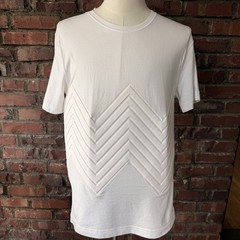 Bottega Veneta White Chevron Embossed Shirt Size 48 Luxury Tee Made In Italy