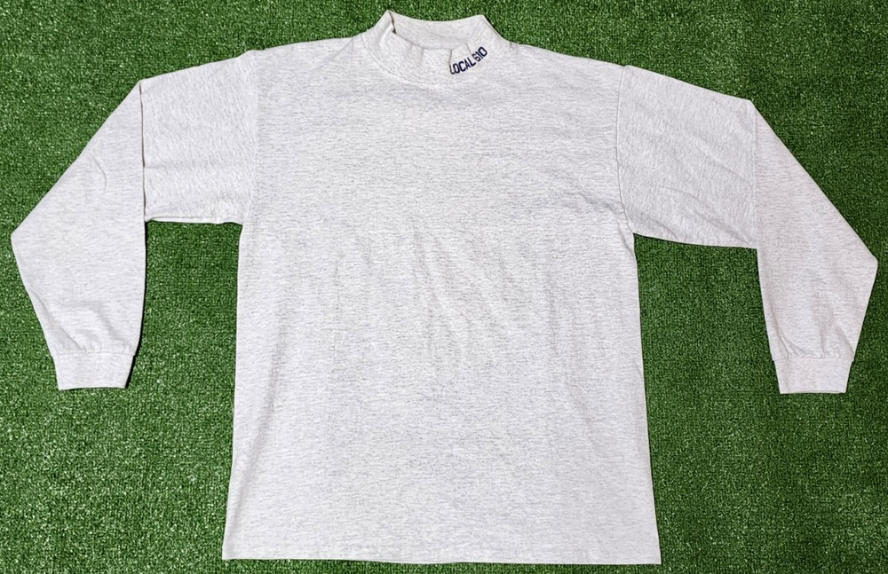 Vintage Cal Cru Local 610 Long Sleeve T Shirt Mens Half Turtleneck L Made in USA