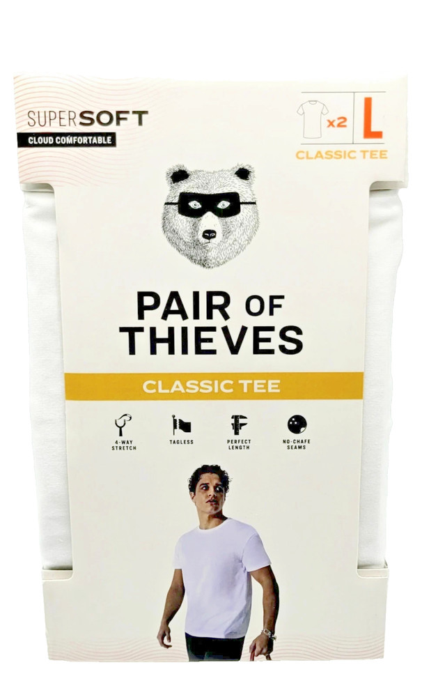 Pair of Thieves Men’s Classic tee Crewneck Tees 2pk White Large New in Package