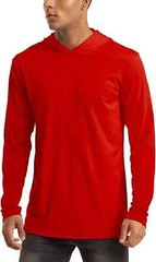 MAGCOMSEN Men’s Hooded UPF 50+ Sun Protection T Shirts Long Sleeve Athletic Fish