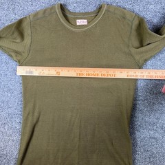 The Flat Head Shirt Mens 40 M Green Thermal Waffle Long Sleeve Made in Japan